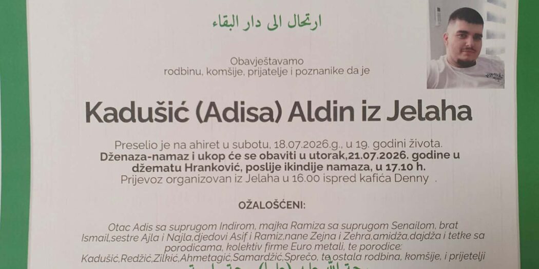Smrtovnica rahmetli Aldina Kadušića